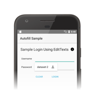 Autofill suggestion dropdown showing an available dataset